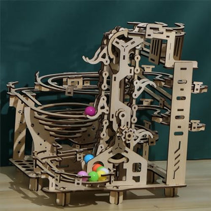 3D Wooden Puzzles Marble Run Set - Time Traveler Mechanical Model Kits with Motor, Brainteaser and Puzzle for Christmas/Birthday,Gifts for Adults and Teens to Build Combination - style: Time Traveler