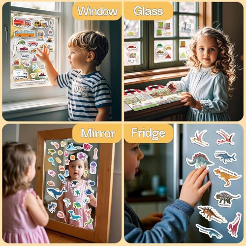 iGetooy 6 Sets Reusable Sticker Book for Toddlers 1-3, Jelly Sticker Books for Toddlers 2-4 Years, Toddler Travel Toys for Kids 2 3 4 Year Old Girls Boys