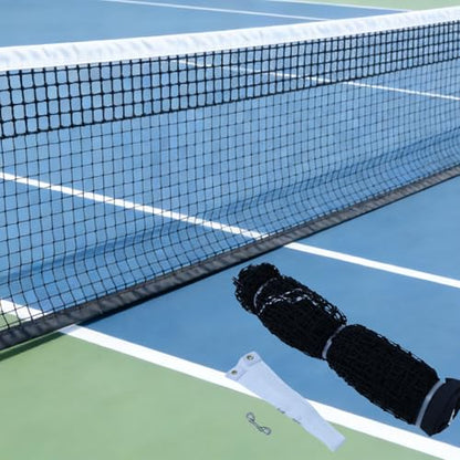 Professional Tennis Net 42ft x 3.5ft – Machine-Woven Double Layer, 3.0mm Twisted PE, 4.5cm Mesh, UV/Waterproof, 6mm Steel Cable – Complete Kit for Court, Backyard or Driveway