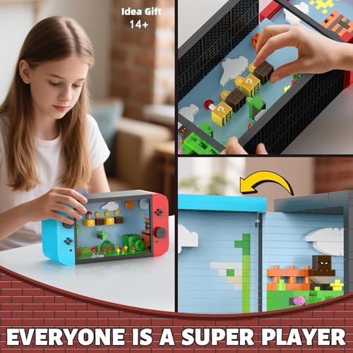 Vziimo Super Player Game Building Sets,Cool Building Blocks Kits for Adults, Openable and Closed 3D Anime Scene Model Creative Idea Gift for Teens 14+ (1528 Pieces) - style: Super Player Game