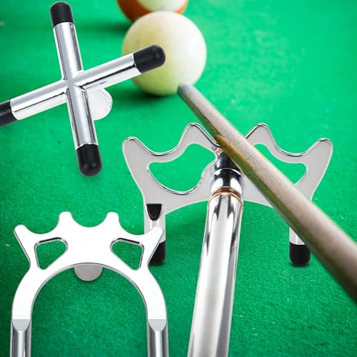 Skylety Retractable Billiards Cue Snooker Pool Bridge Stick with 3 Pieces Removable Bridge Head, Snooker Set Billiards Pool Cue Accessory for Pool Table - color: Silver