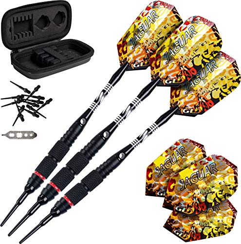 Viper Jaguar 80% Tungsten Soft Tip Dart Set with Case, 18 Grams - style: Medium Knurling