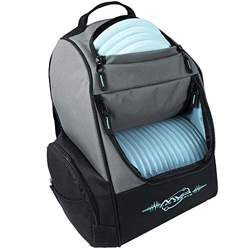 MVP Disc Sports Shuttle Disc Golf Backpack Bag (Choose Your Style and Color) - color: Gray/Teal, style: Without Velcro Side Panel