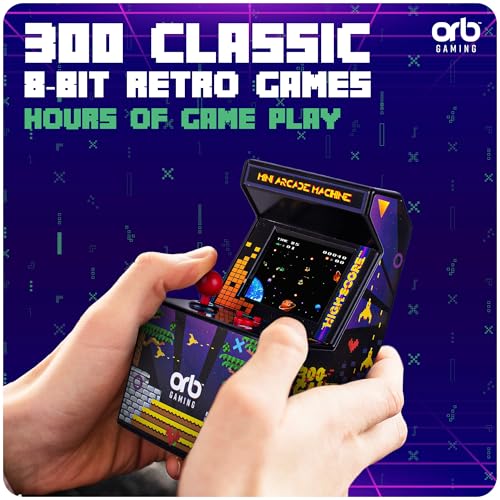 Orb - Mini Arcade Machine, 300 in-Built Games, 8-Bit Retro Arcade Games, 2.5” Full Colour Screen, 8-Way Joystick, 2 Buttons, Volume Control - color: Arcade 300 (300 Games)
