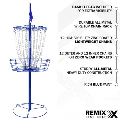 Remix Practice Basket for Disc Golf - Choose Your Color and Style - style: Double Chain - Royal Blue