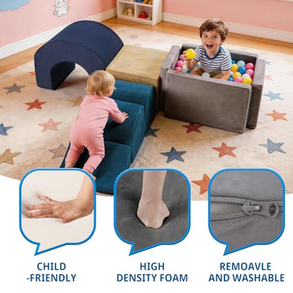 Climbing Toys and Blocks - Indoor Soft Foam Climber PlaySet for Toddlers, Kids, and Babies Ages 1-3 - Perfect for Crawling and Ball Pit Play