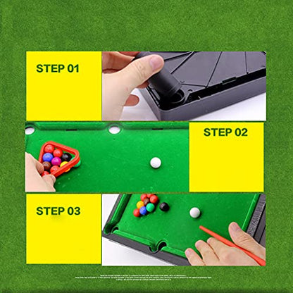 Home Office Desk Stress Relief Games Pool Table Tabletop Desktop Billiards Game with 2 Sticks &