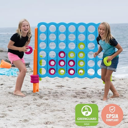 ECR4Kids Jumbo 4-to-Score Giant Game with 42 Rings and Reset Sliders, Kids Games, Vibrant - color: Vibrant