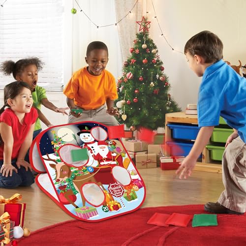 Christmas Bean Bag Toss Games for Kids Adults, Christmas Party Games for Families Outdoor Indoor Holiday Dart Board for Kids Carnival Games Toys Christ mas Party Favors Gifts for Boys Girls Yard Games