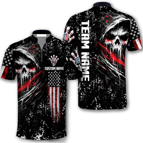 GABITA Personalized Bowling Jerseys for Men, Custom Bowling Shirts, Funny Bowling Shirts Gift for Bowler Team Player - color: A15