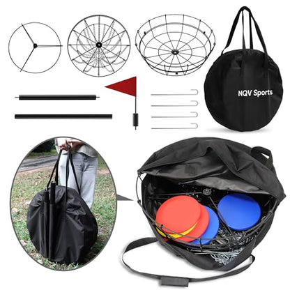 NQV PRO Disc Golf Basket,Heavy Duty 24 Chain Portable Target with Transit Bag, Outdoor/Indoor - size: 52in-Black