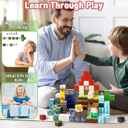 Intoypad 150PCS Magnetic Blocks for Kids, 0.8in Magnetic Building Block Toys for Boys Girls Age 3 4 5 6 7 8 9 10 Magnet Cubes Game Magnetic Tiles STEM Toys Christmas Birthday Gifts for Kids Toddlers - style: 150Pcs