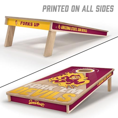 YouTheFan NCAA 2' x 4' Slogan Series Professional Wood Cornhole Game with Logo Bags - color: Arizona State Sun Devils
