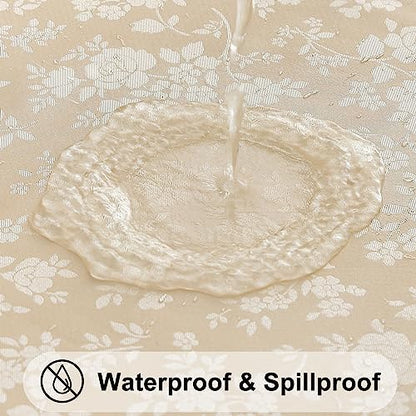 Smiry Round Table Cloth, Waterproof Heavy Duty Vinyl Tablecloths, Wipeable Washable Table Cover for Kitchen and Dining Room (Beige, 60" x 60") - color: Beige, size: 60 in