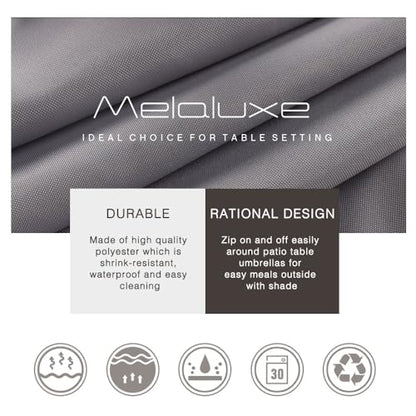 Melaluxe Spring/Summer Wrinkle-Free Waterproof Outdoor Tablecloth with Umbrella Hole and Zipper (Silver, 60" Round-Zippered) - color: Silver, size: 60" (Round)