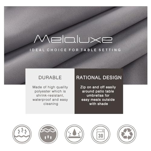Melaluxe Spring/Summer Wrinkle-Free Waterproof Outdoor Tablecloth with Umbrella Hole and Zipper,60-Inch-by-84 Rectangle, Silver, Seats 6 to 8 People - color: Silver, size: 60" x 84" (Rectangular)