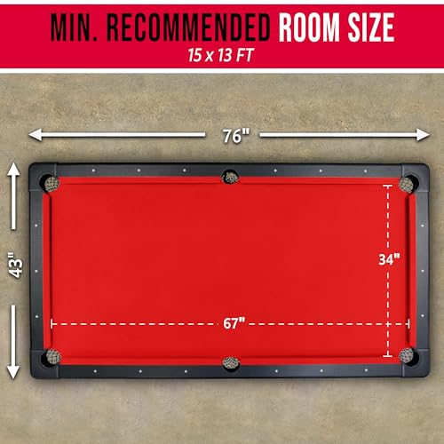 GoSports 6, 7, or 8 ft Billiards Tables - No Assembly, Choose Your Color - Portable Pool Table Includes Full Set of Balls, 2 Cue Sticks, Chalk and Felt Brush - style: 6ft Red