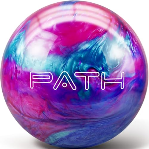 Pyramid Path Polyester Bowling Ball - Customizable with Basic Drilling Options - Great for Spare Shooting, League, Recreational, Straight Bowlers - Beginner Entry Level & Kids - color: 1-Pink/Blue/Teal, size: 8 LB