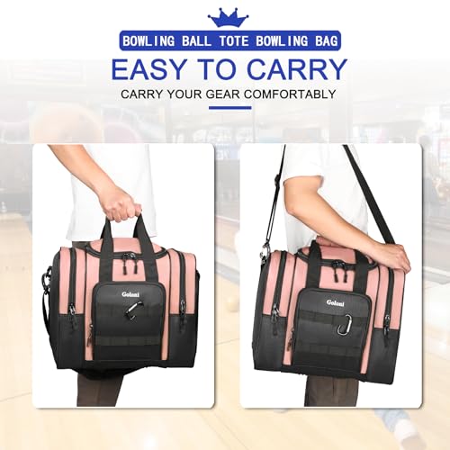 Goloni 1 Ball Bowling Bag for Men, Durable Bowling Tote with Padded Holder & Ventilated Shoe Compartment (Fits Size 14) - color: Meat pink