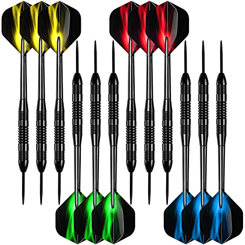 Accmor Darts Metal Tip Set, 12 Pack Steel Tip Darts Darts Set, 24 Grams Professional Metal Darts - color: Black Fire