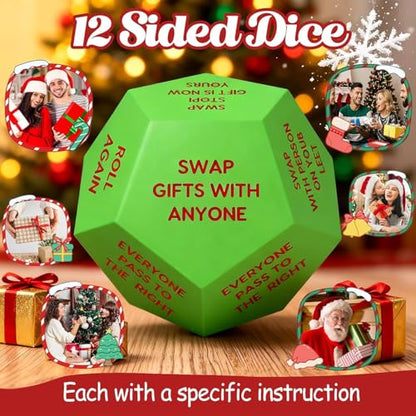 Santa Swap Gift Exchange Dice, 3 * 3in Exchange Gifts Family Game, Christmas Stocking Stuffers Gift Exchange Dice Games for Friends for Xmas, Birthday, Party and Family Night, Holiday - style: Santa Swap