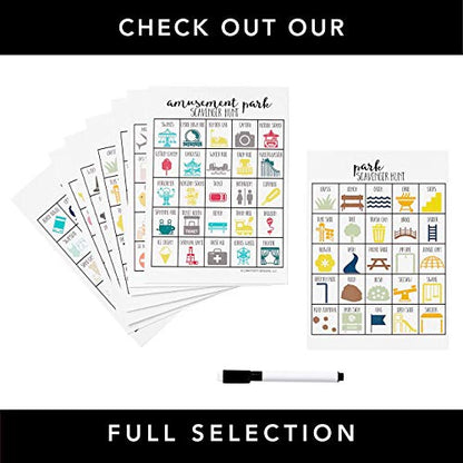 Nature Scavenger Hunt Games for Kids, Outdoor, Birthday Party, Road Trip, Travel Activities, Includes 10 Dry Erase Markers and Cards, Family Game Night