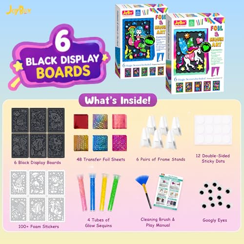 JoyBox Foil Art & Glow Sequin Art Craft Kit 2-in-1, foil Fun Art kit for Kids 6+, Luminous Day & Night Sensory Activity, Mindful Relaxing Arts & Crafts Gifts for Girls, Boys, All Ages-Mermaid Set - color: Mermaid