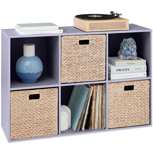 Best Choice Products Kids Bookcase 6-Cube Storage Organizer, 13.5in Shelf Opening, Bookshelf, Toy Storage, Customizable w/ 3 Removable Back Panels – Lavender - color: Lavender, size: 6-Cube, 13.5in Shelf Opening