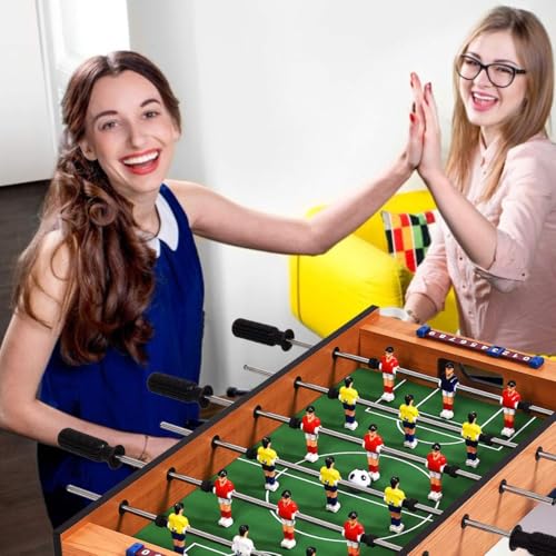 GLACER Multi Game Table, 2 in 1 Mini Foosball Table w/Manual Scoring Bar, Realistic Playing Field, Compact Air Hockey Table for Game Room, Home, Play Room, Bars, Parties