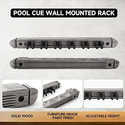 GSE Games & Sports Expert 2-Piece 6/8/12 Billiard Pool Cue Rack Wall Mounted Holders, Billiard Cue Sticks Wall Rack Set - style: 6 Cue - Brushed Grey