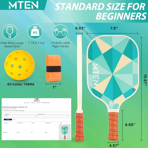 Pickleball Paddles Set of 2 or 4, or Single Paddle – USAPA Approved Fiberglass Surface Pickleball Rackets Set for Men & Women - color: Lake white*2