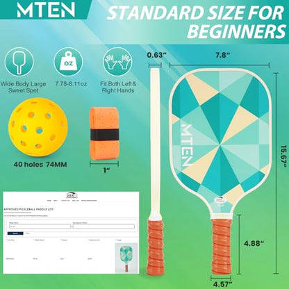 Pickleball Paddles Set of 2 or 4, or Single Paddle – USAPA Approved Fiberglass Surface Pickleball Rackets Set for Men & Women - color: Lake white*4