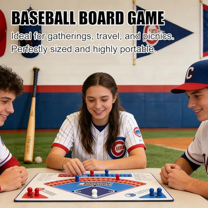 Baseball Board Game, Solid Oak Wooden Baseball Dice Table Game with 20mm Thick Board, Red & Blue Design, Complete Set for Family Party, Game Night, Holiday and Travel