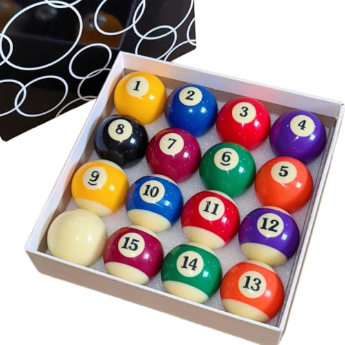 Billiard Balls Standard Set 16 Pool Table Balls 2-1/4 inch Replacement Billiard Cue Ball Set Professional Pool Table Accessories - style: Standard Size