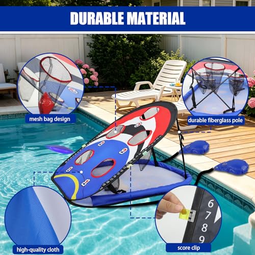ROSE ME Pool Cornhole Game Floating, Double Sided Pool Games for Adults, 3x2ft Water and Land Dual-Purpose Corn Hole Boards Set,Easy Set Up, Portable Fun Toys for Poolside, Beach, Lake