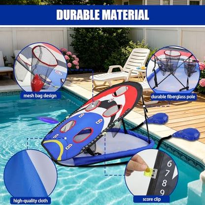 ROSE ME Pool Cornhole Game Floating, Double Sided Pool Games for Adults, 3x2ft Water and Land Dual-Purpose Corn Hole Boards Set,Easy Set Up, Portable Fun Toys for Poolside, Beach, Lake