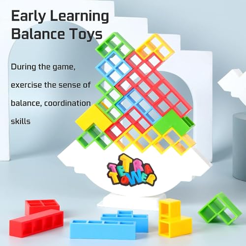 50 Pcs Board Games for Kids & Adults Tetra Tower Balance Stacking Toys Perfect for Family Games, Parties, Travel
