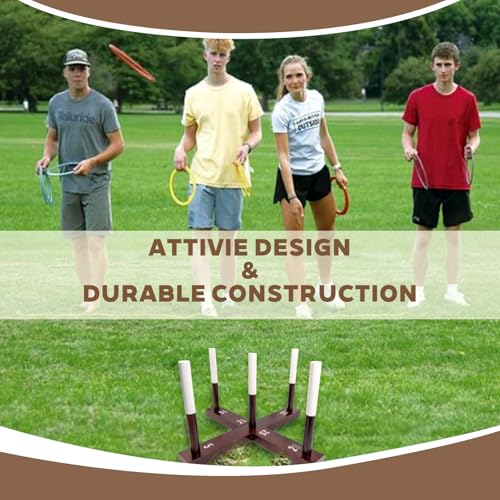 Outdoor Yard Games, Ring Toss Games for Adults and Family, Wood Ring Toss Game for Backyard, Camping,Party