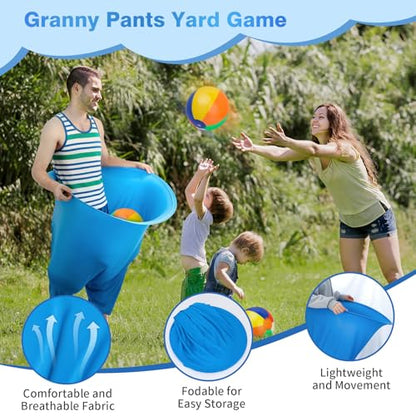 Granny Pants Yard Game, 3Pcs Granny Pants Outdoor Party Games for Adults Family, Fun Giant Toss Across Game with 15 Bouncy Balls & 2 Pumps for Backyard, Groups, Birthday, BBQ
