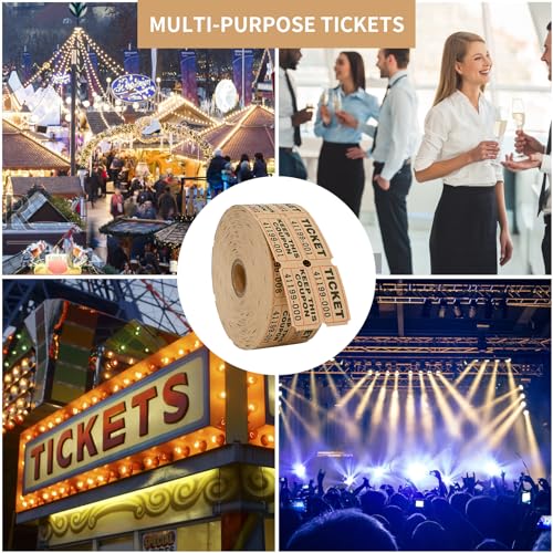 L LIKED Raffle Tickets Double Rolls 1000 Per Roll 50/50 Raffle Tickets for Events,Carnivals, Entry, Class Reward, Prizes(Kraft) - color: 1000 Kraft