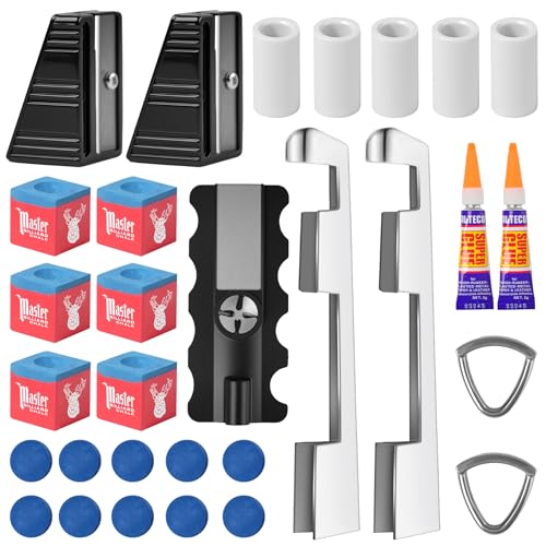 28 PCS 5-in-1 Billiard Cue Tips, Pool cue TipsReplacement Kit, Pool Cue Shaper, Pool Stick TipsReplacement Kit, Pool Cue Tips Repair Tool forReplacement and Shaping cue Tios
