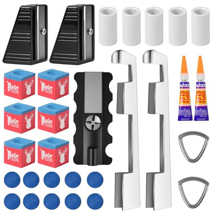 28 PCS 5-in-1 Billiard Cue Tips, Pool cue TipsReplacement Kit, Pool Cue Shaper, Pool Stick TipsReplacement Kit, Pool Cue Tips Repair Tool forReplacement and Shaping cue Tios