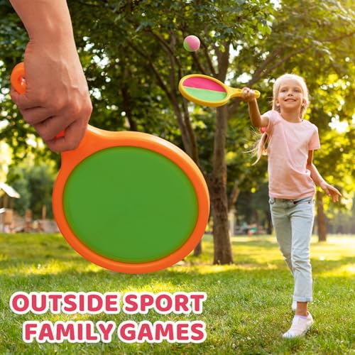 Toss and Catch Game Ball Set - 2024 Upgrade Handheld Sticky & Suction Rackets Ball and Catch Game with 2 Sticky & Suction Ball, Enjoy Summer Yard Lawn Sand Beach Toys for Kids Age 3-5 4-8