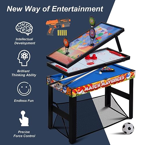 15-in-1 Multi Game Table, 48" Combo Game Table for Kids, Adults, Combination Game Table Set for Home, Game Room w/Foosball, Hockey, Pool Table, Ping Pong, Basketball, Shuffleboard - color: 4 in 1