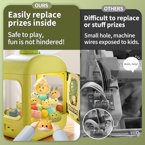 Claw Machine for Kids, Dinosaur Toy Claw Machine Large, Mini Arcade Machine with Prizes Toys Refill Inside, Kids Vending Game Machine, Party Prize Candy Dispenser, Easter Gift for Girls Boys - style: Dinosaurs