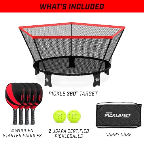 GoSports Pickle 360 Game Set – Pickleball Without a Court – Outdoor Lawn, Beach, and Backyard Paddle Ball Game - style: Classic