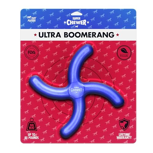 Tuff Pupper SuperChewer Tough Boomerang Toy | Lifetime Replacement | Strong Natural Rubber | Great Dog Fetch Toy | Toys for Dogs | Ultra Durable Chew Toys for Aggressive Chewers | for Large Breeds - size: Large