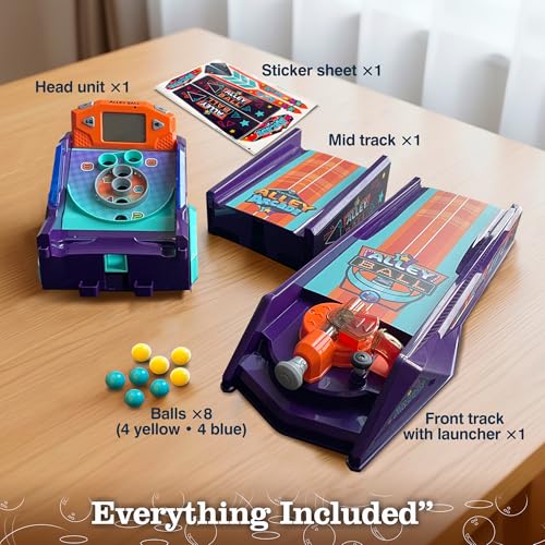Alley Ball Game — Electronic Roll & Score Tabletop Arcade, Auto Scoring with Lights & Sound, Pull-Handle Launcher — 1-2 Players, Mini Arcade Game for Kids - style: Alley Ball