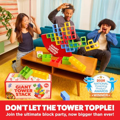 Giant Tower Stack by Relatable - Nappa Award 2026 Winner, The Jumbo Block Game Where You Balance Building Blocks - Ultimate Outdoor Games, Yard Games for Adults & Family Games Challenge, Ages 8+ - style: Giant Tower Stack