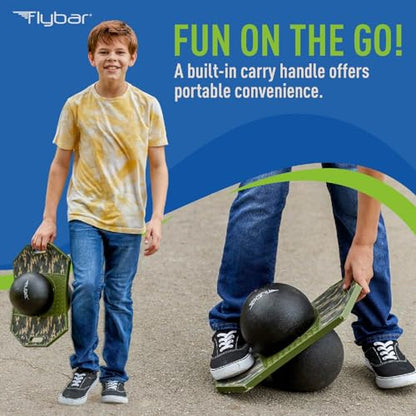 Flybar LED Pogo Trick Ball for Kids Balance Bounce Board w/Anti-Slip Deck - color: Camo
